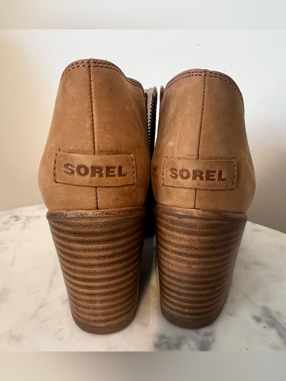 Sorel Beige Peep Top Anke 3in Heel Sz 9 - Picture 2 of 9